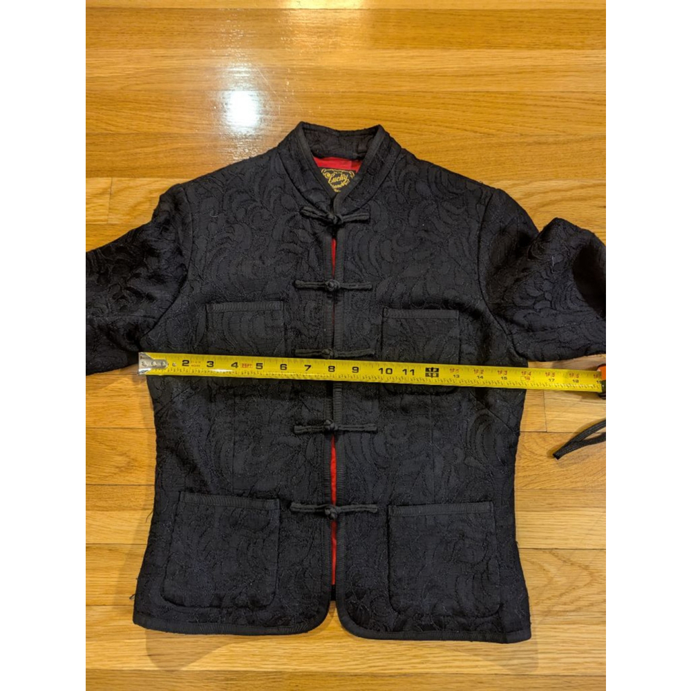 Lucky Brand Mandarin Collar Black Lace Jacket Small blazer Asian inspired - Picture 7 of 10